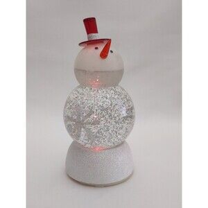 Hallmark 2007 SNOWMAN SNOW GLOBE 7" Changes Colors CONTINUOUS SWIRLING SNOW